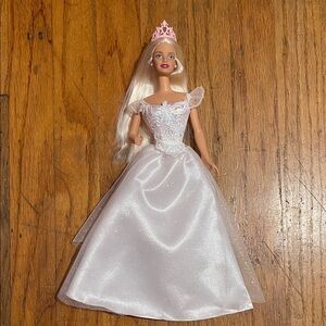 Barbie Princess Doll with Pink Crown and White Dress